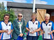 Sandie Curtis, Mary Snell, Toni McNeil, South Molton BC, 2 wood Triples Winners