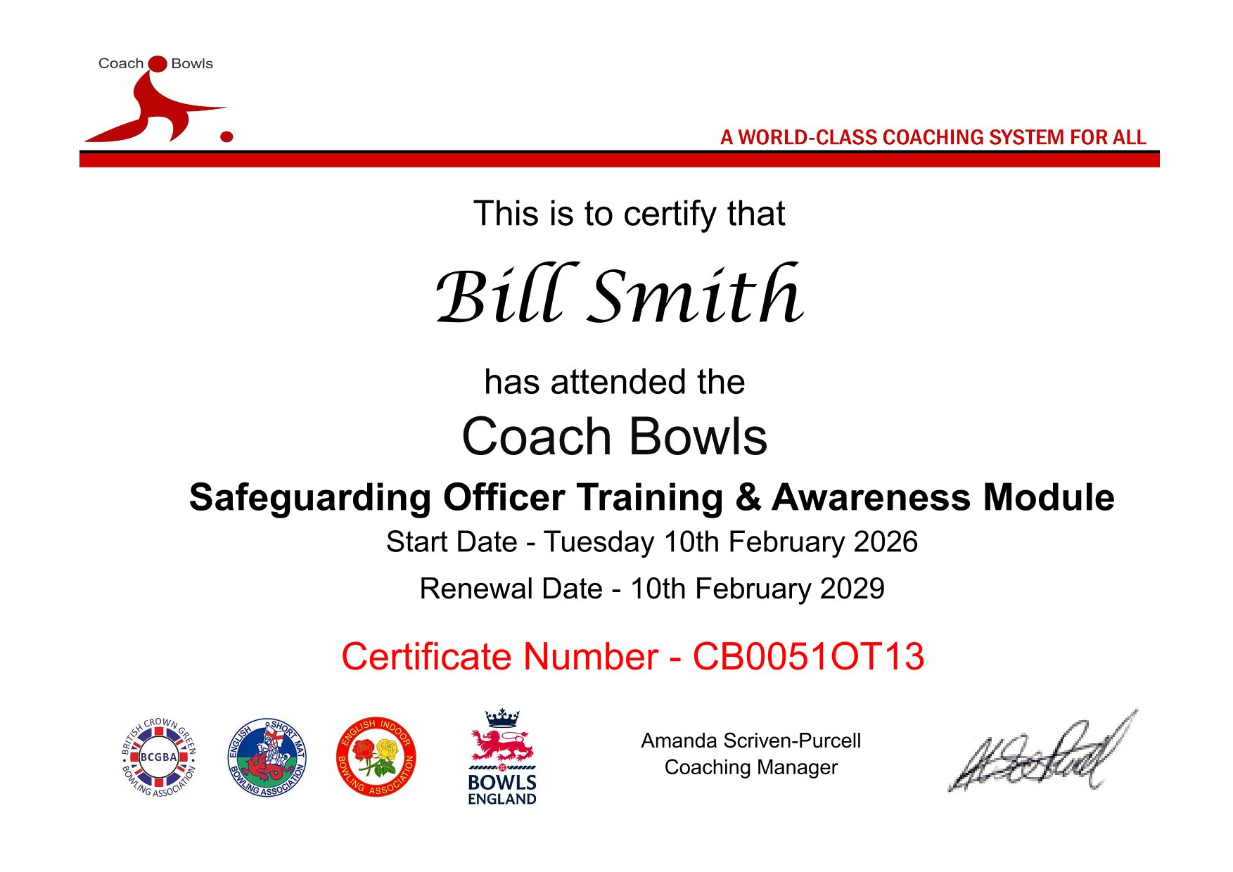 Safeguarding certificate